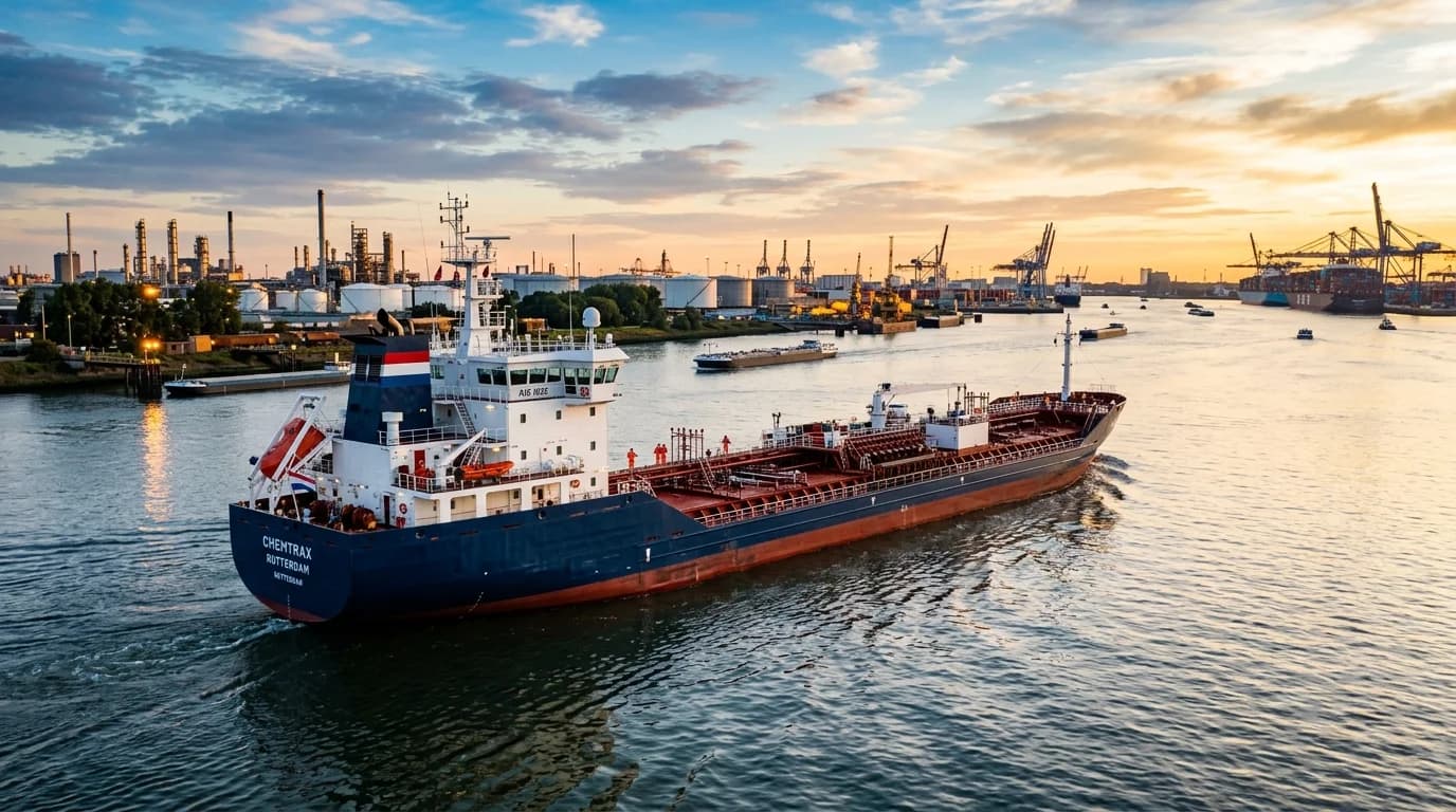 LHZ Shipping BV double-hulled modern chemical tanker navigating European waterway